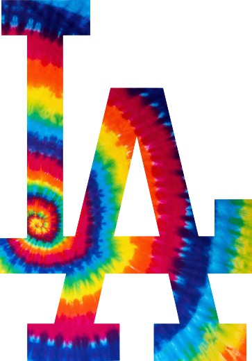 Los Angeles Dodgers rainbow spiral tie-dye logo vinyl decal